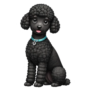 elegant black french poodle with curly fur sticker