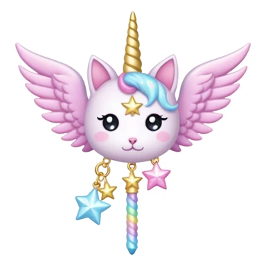Kawaii decora cutecore starlight staff with wings and cute unicorn cat charms sticker