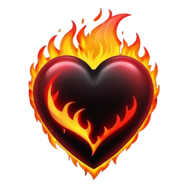 Corazón negro con fuego sticker