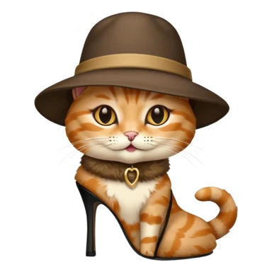 cat wearing heels and a hat sticker
