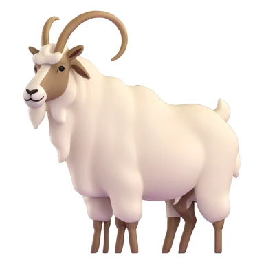 realistic 3D mountain goat with textured fur sticker
