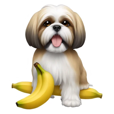 Shih tzu with a stuffed banana in his mouth sticker