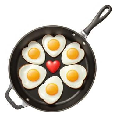 cooking pan with heart-shaped eggs sticker