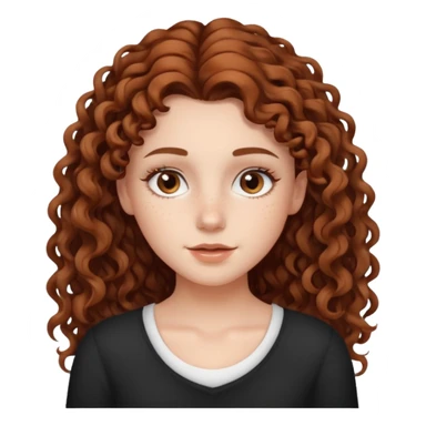 aesthetic white girl with brown long curly hair and dark , white topbrown eyes sticker