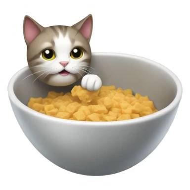 Cat eating from bowl sticker