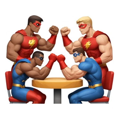 superheroes arm wrestling sticker