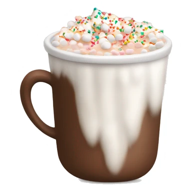 Mug of steamy hot coco with marshmallows and sprinkles sticker