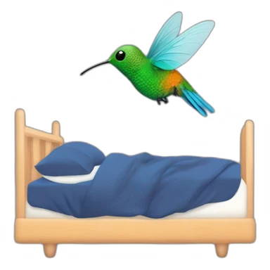 emoji de un colibrí acostado en una cama durmiendo  sticker