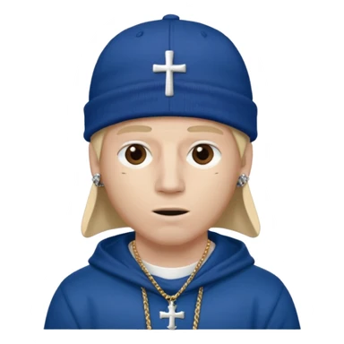 rapper da trắng đội mũ len mlb áo thánh giá đeo khăn trùm mặt sticker