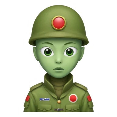 alien, wearing japan soldier custome, half body sticker
