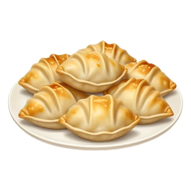 Gyoza Cinematic Realistic Gyoza Dish Emoji, depicted in a close-up view of 1 to 2 delicate dumplings with a crisp, golden exterior and savory filling, rendered with exquisite detail and dynamic lighting. sticker