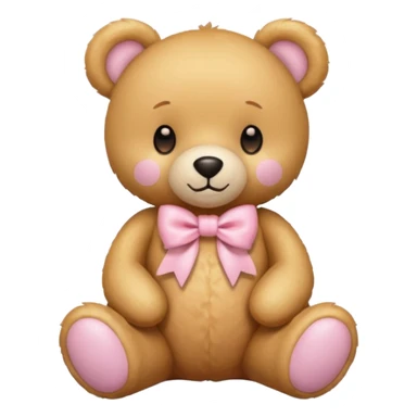 honey colored teddy bear with pastel pink bow sitting sticker