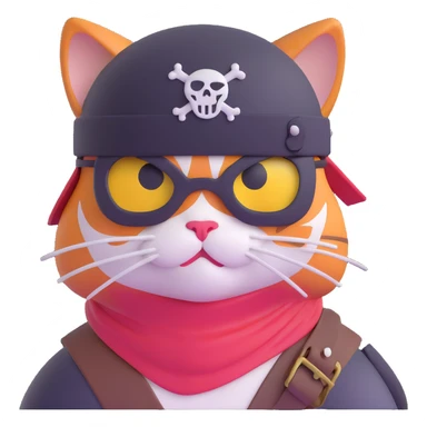 Skibidi cat pirate with a helmet and eye patch in a war zone sticker
