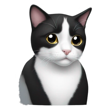 Black and white tuxedo cat with no white on the face sticker