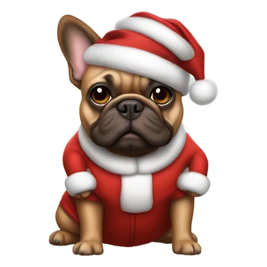 brown french bulldog in santa suit sticker