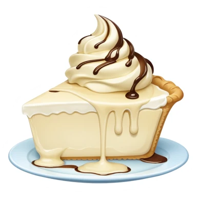Slice of pale cream pie with melted ice cream dripping off of it sticker