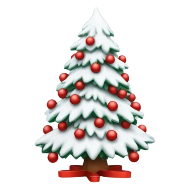 Snowy Christmas tree with red and white decorations on it sticker