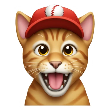 cat with buck teeth and a red baseball cap sticker