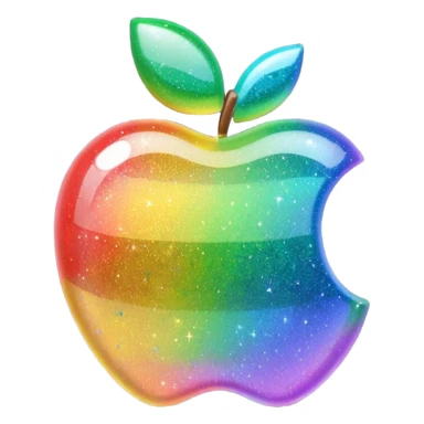 3D Apple-style emoji of scattered glitter, sparkling and shining in multiple colors. Rounded, glossy, smooth, soft shadows, white background.
 sticker