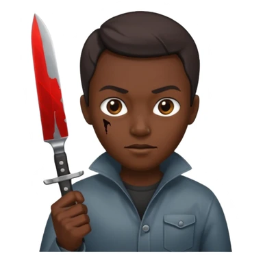 a evil face with a knife in their hand and te emoji tu be just the head and the hand with the knife sticker