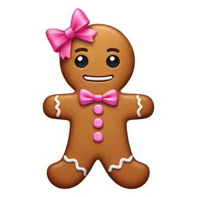 Gingerbread man with a pink bow and eyelashes sticker
