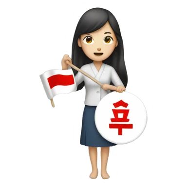 Korean woman holding 4B movement sign sticker