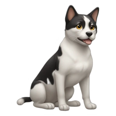 un chat sur le dos d'un chien sticker
