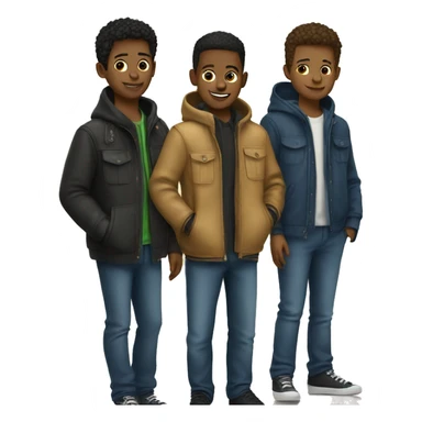 three boys in stylish jackets sticker