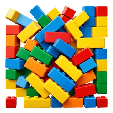 stacked lego blocks, bright and vivid colors, simple and cute style sticker