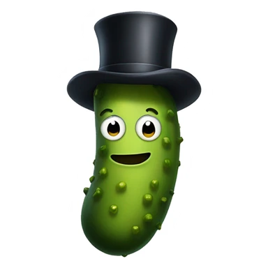 Pickle with top hat and cane sticker