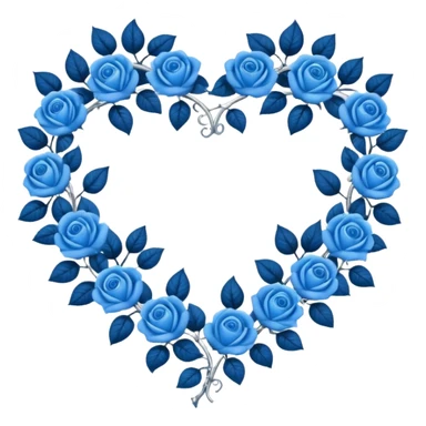 heart shape silver vine with blue roses border sticker