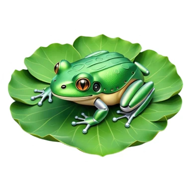 robot frog on lotus leaf sticker