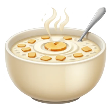 bowl of hot porridge with steam sticker