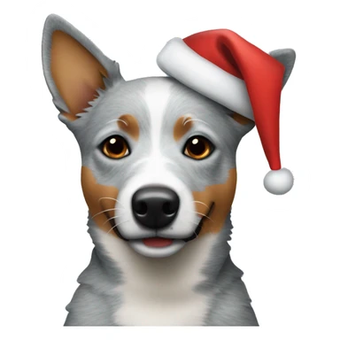 blue heeler dog wearing a santa hat sticker