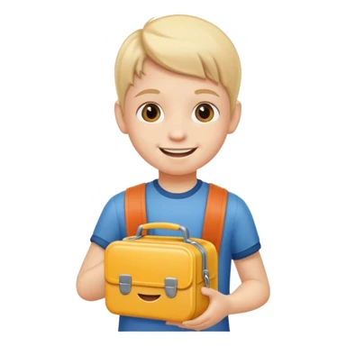 child with lunchbox sticker