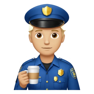 police blonde man holding coffe sticker