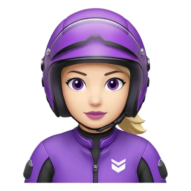 Créer un emoji copiable sur mon système iOS avec une moto mt07 noir mate / violet plus foncé que tu as et iridescent. le style de la mt07 doit être en sport. Avec pilote dessus visière violet bulle de la moto violet aussi. Avec fond arrière  violet  sticker