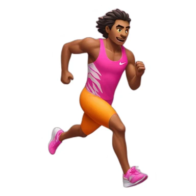strong tiger running with a pink singlet, nike shoes sticker