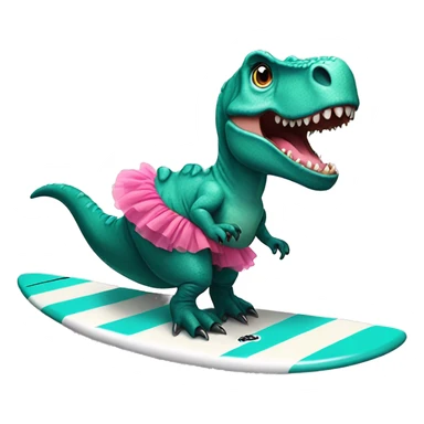 T-rex wearing a tutu on a surfboard sticker