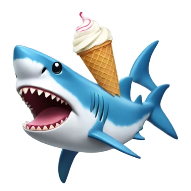 Shark eating ice cream sticker