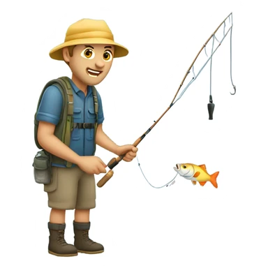  Caucasian fisherman catching a fish sticker