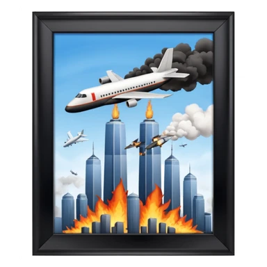 Twin towers with an airplane sticker