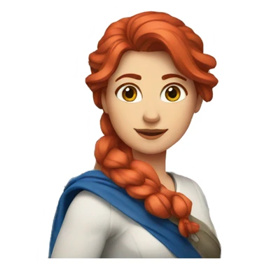 a red hair female on summit with greek flag sticker