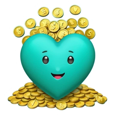 Teal heart with bag of money sticker