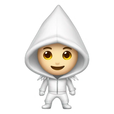 White Man celebrating with a white outfit on and a white spiked hood sticker