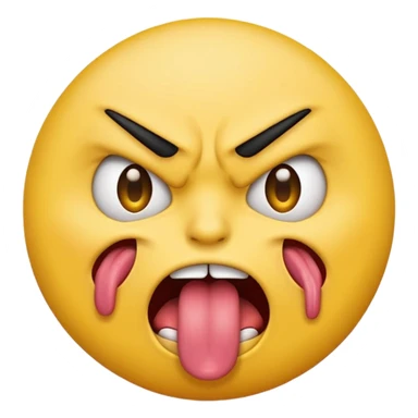 an angry emoji with his tounge sticking out sticker