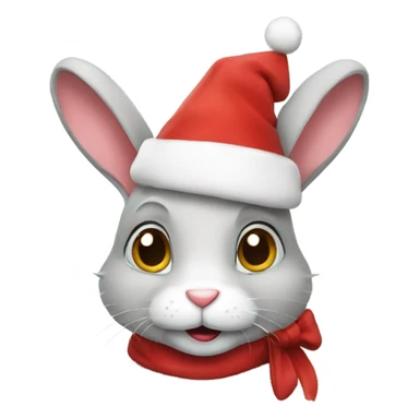 Rabbit wearing a Santa hat  sticker