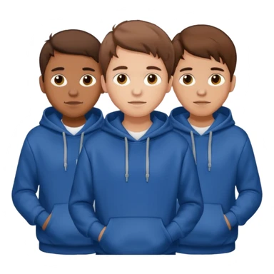 Four young men with brown hair, wearing hoodies sticker