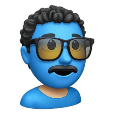 CARA DE CHICO CON GAFAS DE PASTA AZULES SIN VIGOTE Y PELO CORTO NEGRO CON FLEQUILLO DE PUNTA sticker
