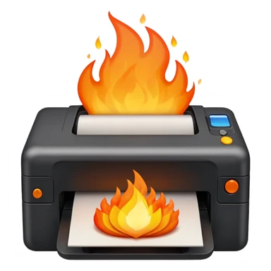una impresora escupiendo fuego sticker